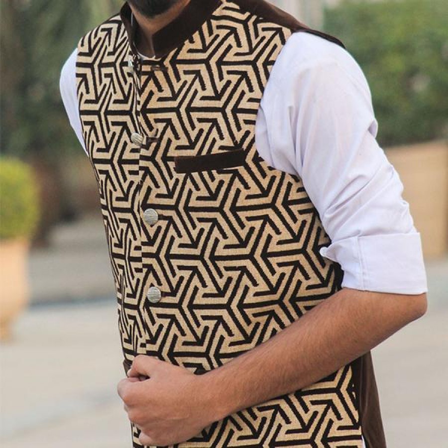 Kamaal Khan Self Design Waistcoat For Men - KK-38